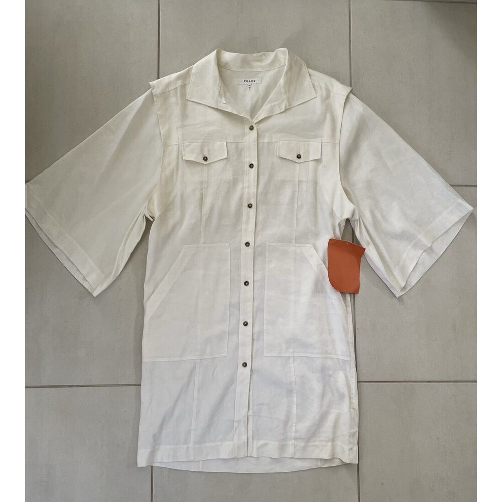 Frame Shirt Dress Button Down Oversized Shift Cotton Sample